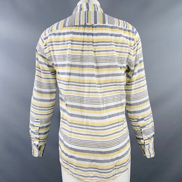 GITMAN BROS VINTAGE Size M White Grey Yellow Plaid One Pocket Long Sleeve Shirt - Picture 3 of 8